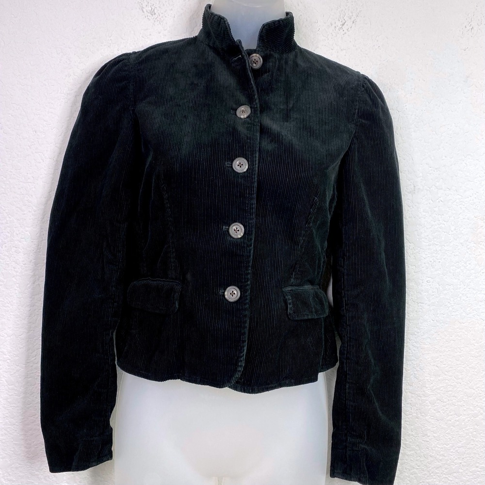 Ralph Lauren Rugby Jacket Women 0 Black Corduroy Dark Academia Preppy Equestrian